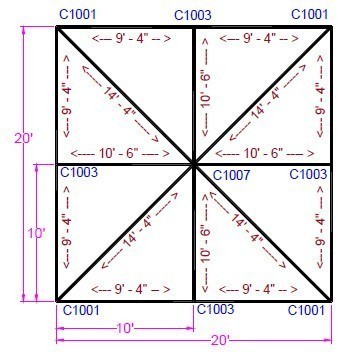 20x20-std-E 20x20 Standard Hip End Frame Tent