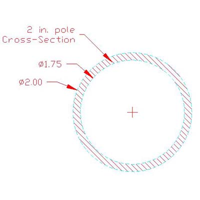 2In Pole Dim 400x400_cttent 14'-4" Aluminum Pole 2 in.