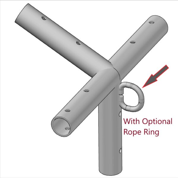 C1003 Side Tee with Rope Ring-Layout1 Eyebolt 2" x 1" For Tent Fittings (Metric thread 12 x 23 mm) Galvanized