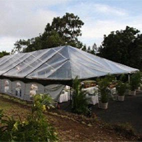 40x100 Clear Tent with Black Tension Valance