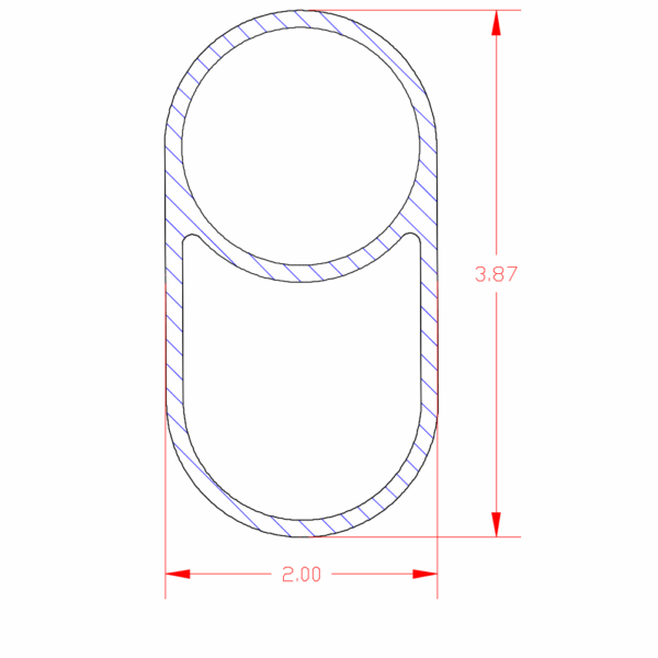 Double Tube Cross Section 21'-10" Double Tube Aluminum Pole