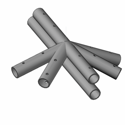 6 Way hip joint Double Tube for Hip Rafter 6 Way Hip Joint - D-Tube