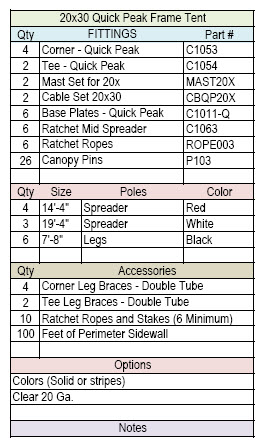 20X30Q 20x30 Quick Peak Tent