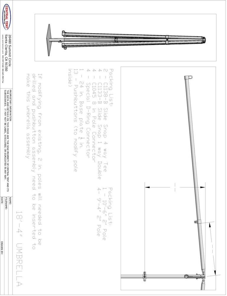 Umbrella using 2" Pole 18'-8" Span - Image 2