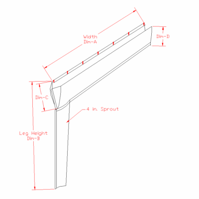 Raingutter with water sproutac Raingutter Standard with one end sprout
