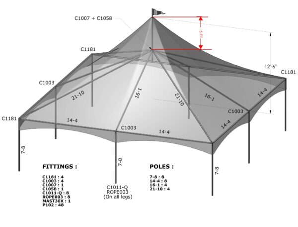 30x30 Quick Peak Conversion Diagram B 30x30 Quick Peak (2 in. Conversion)