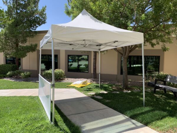 Pop-Up-Tent-White-top-and-bally-rail-b 10x10 Commercial Pop-Up Top and Frame with bally rails white