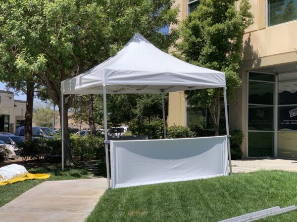 Pop-Up-Tent-with-white-top-and-white-bally-rails 10x10 Commercial Pop-Up Top and Frame with Bally Rails