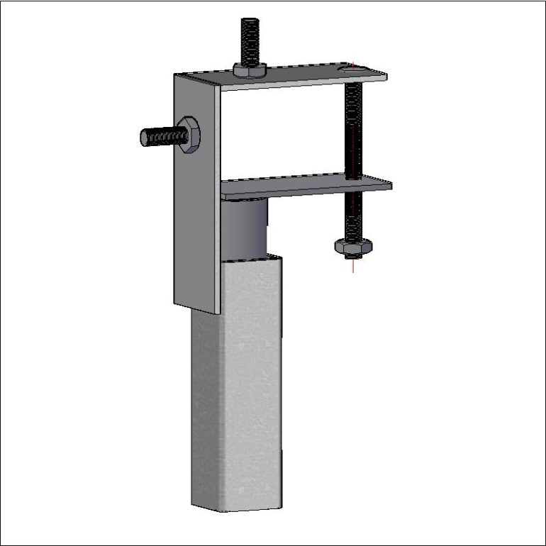 C1552-B Bally Rail Pole Clamp with 2 Studs for 2-3.5 in pole