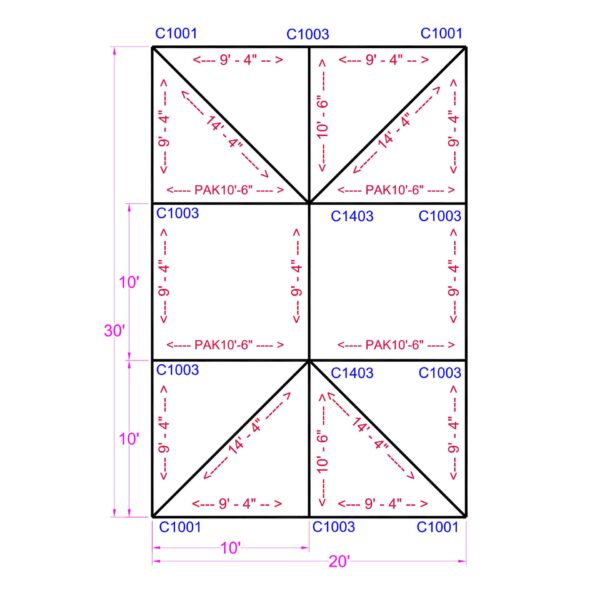 20x30 Quick Track Keder 2 in. frame tent