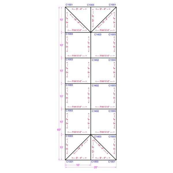 KDF20X60-Flat View JPG 20x50 Quick Track Keder Tent overview