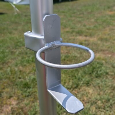 Fire extinguisher holder for tent legs