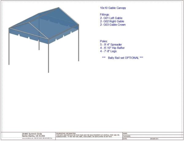 10x10 Gable Standard Valance Diagram 2022 10x10 Gable Marquee Frame Tent with standard valance