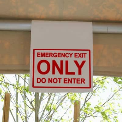 Tent Hanging Sign Emergency Exit