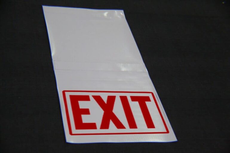 Tent Hanging Sign Exit