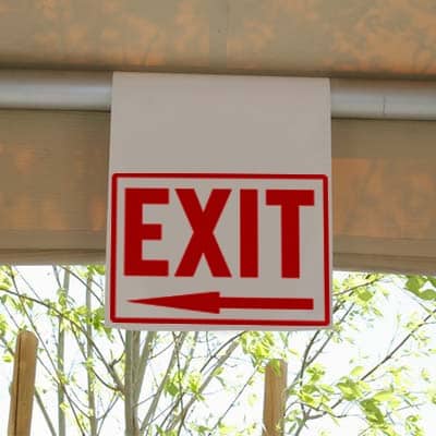 Tent Hanging Sign EXIT Left