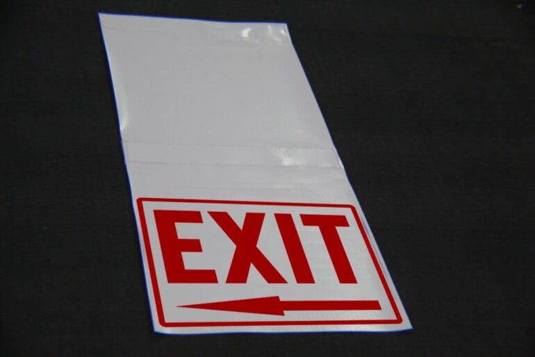 Tent Hanging Sign EXIT Left