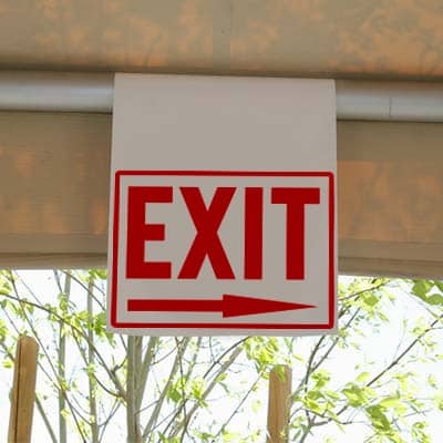 Tent Hanging Sign EXIT Right