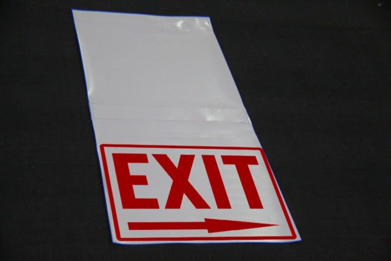 Tent Hanging Sign EXIT Right