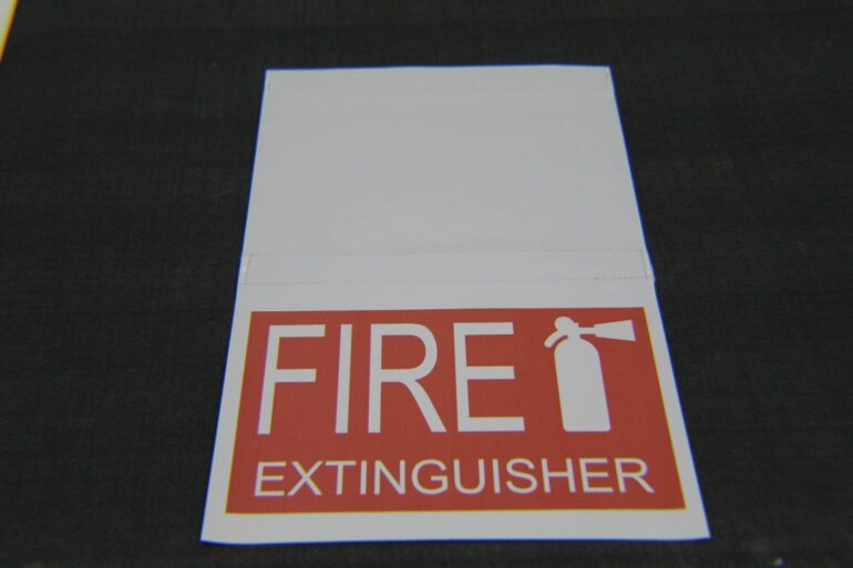 Tent Hanging Sign Fire Extinguisher Full Front