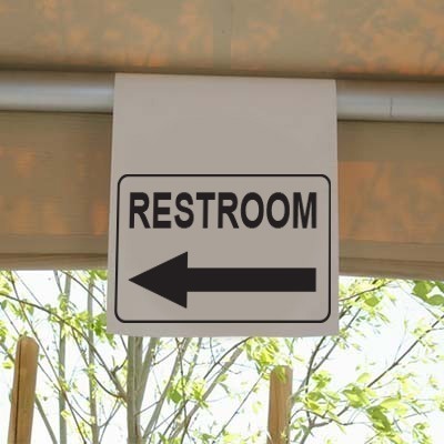 Restroom Sign C with Left Arrow - A Hanging Sign Restroom Arrow Left