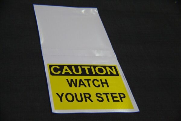 Tent-Hanging-Sign-Caution Watch your step-Full-Front-1024x683 - A CAUTION - Watch your step hanging sign
