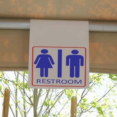 Restroom hanging sign